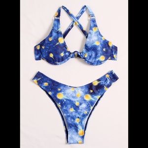 Galaxy Starry Night Crisscross Bikini NWOT M